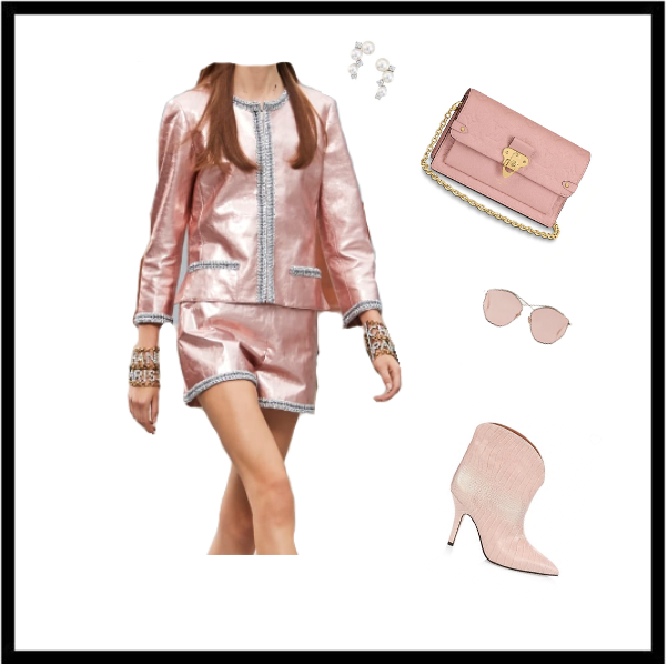 Spring_Summer 2020 Parisian Style Fashion Forecast: Pink metallic look Jacket with short style guide - by the personal stylist expert in Parisian style