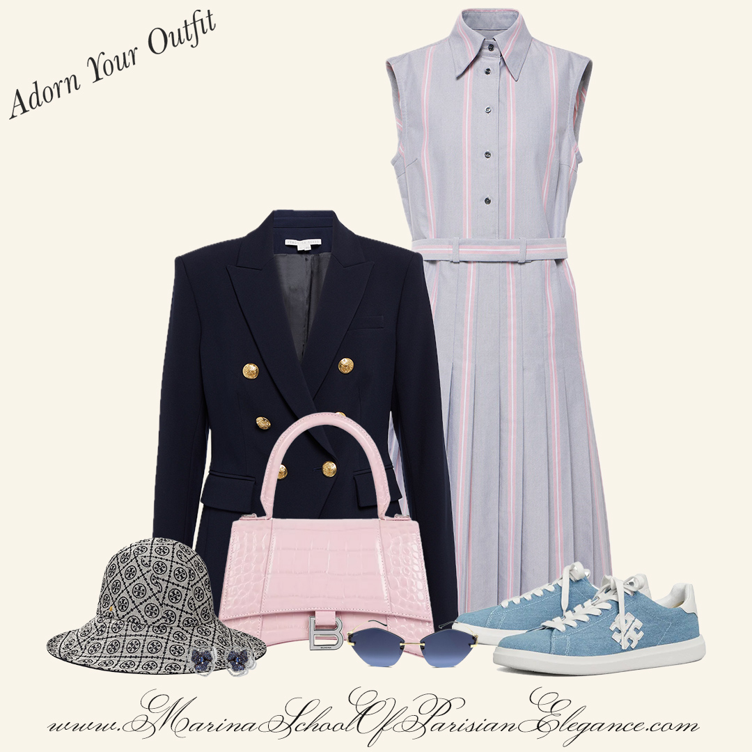 Incorporate Monochrome Palettes: Summer striped dress with sneakers.