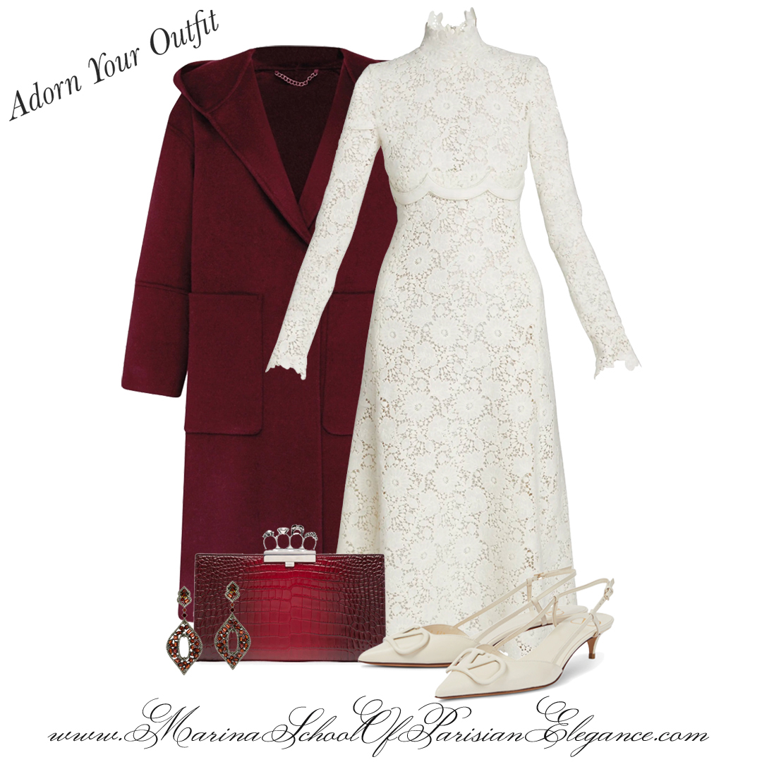 Outfits for New Year's Eve: Lace Long-Sleeve Dress in white