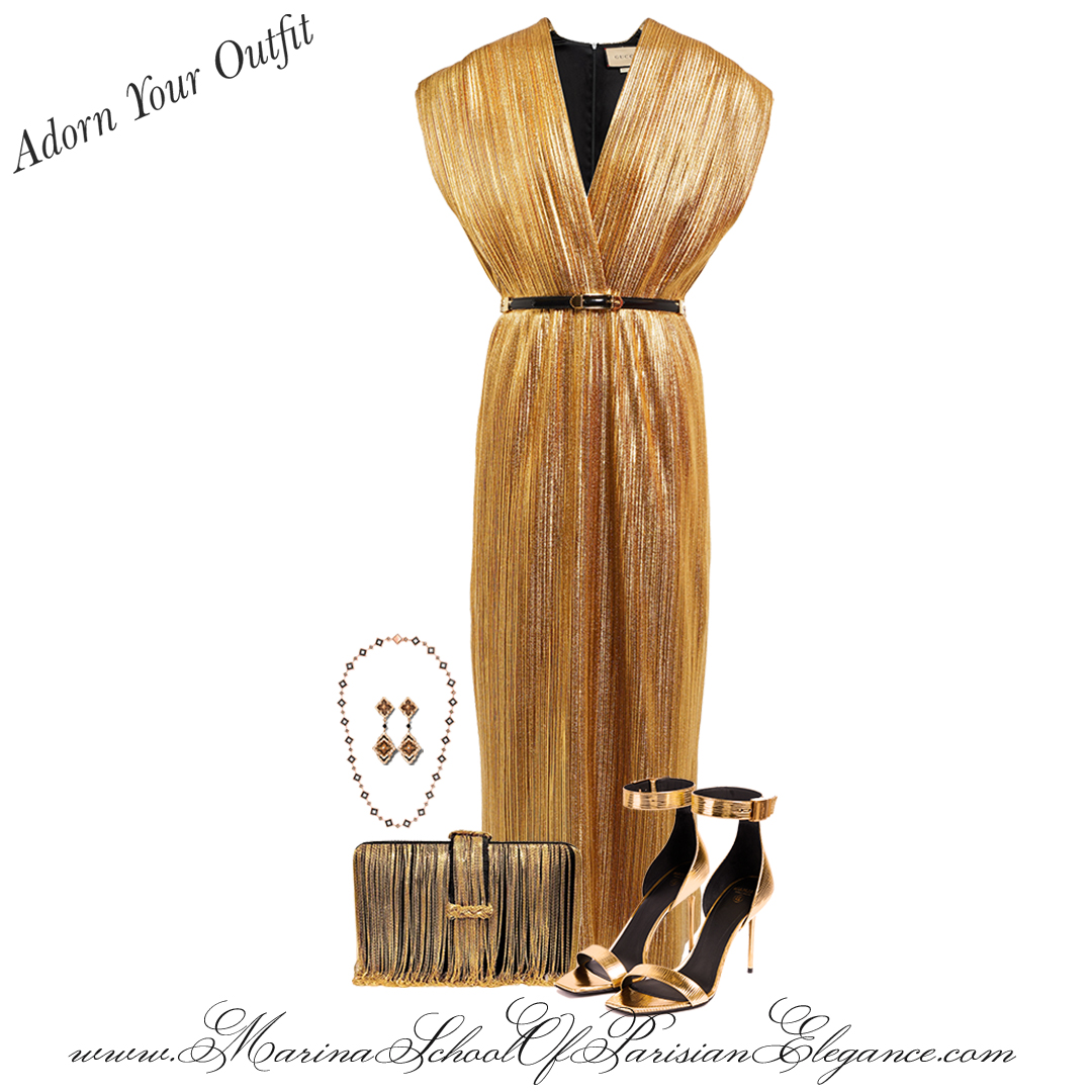 The cabaret spirit: Liquid Gold outfits with sandals