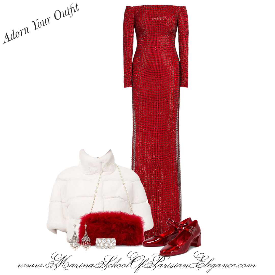 Do you need a few outfit ideas to select from for New Year’s Eve?  Off the Shoulder Evening Dress in red