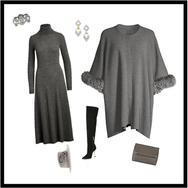 The Must-have Parisian Street Style Accessory: Le Poncho - Office Business Poncho with Sweater Dress Style Guide