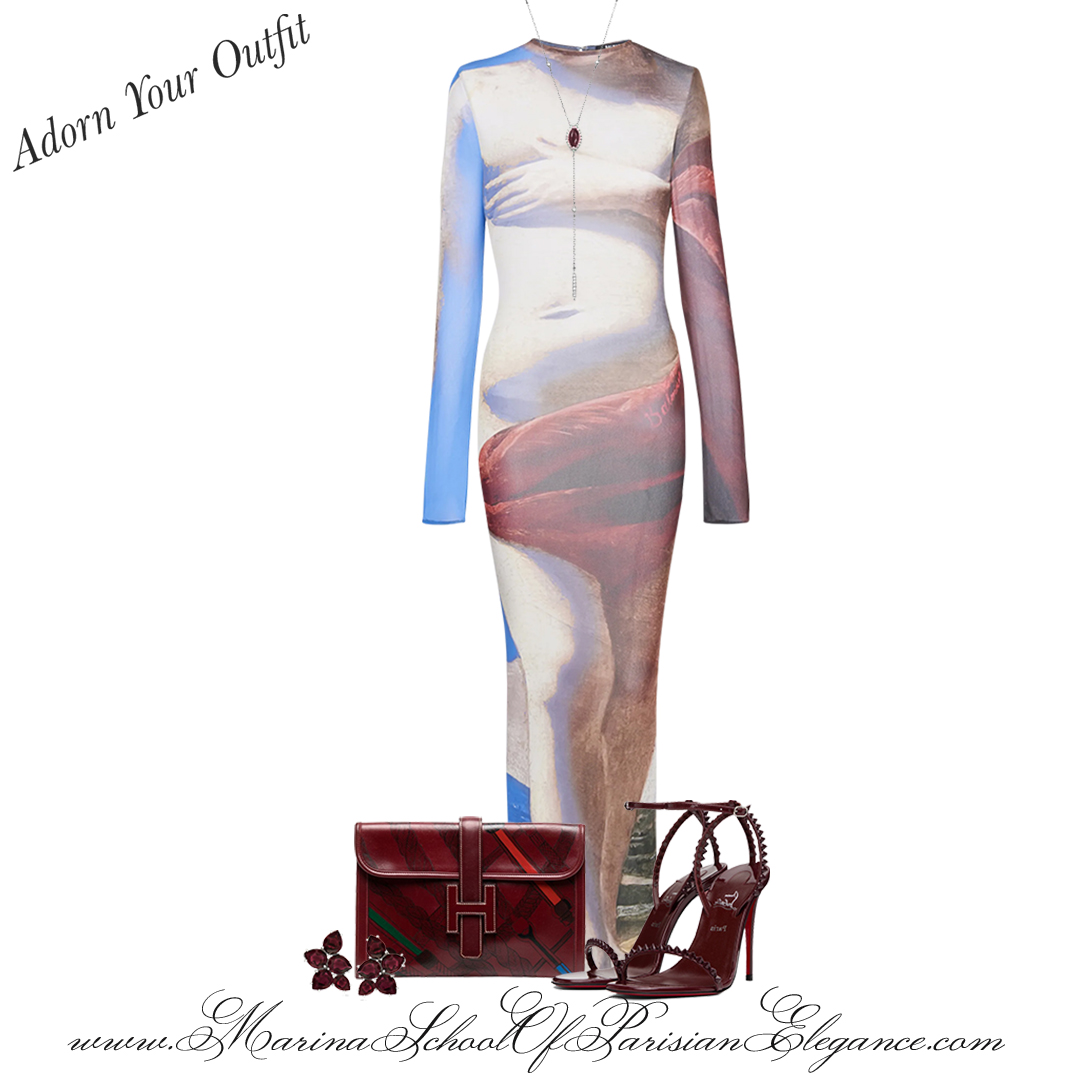 Spring / Summer 2023 Parisian Style Fashion Forecast : Optical Illusions or Trompe Oeil Maxi Dress