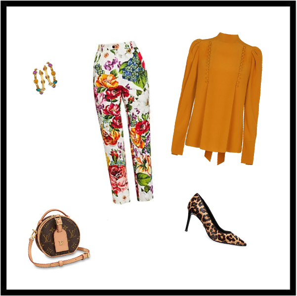 Spring_Summer Parisian Style Fashion Forecast for 2020: Shouldered blouse with flower prints pant style guide by the personal stylist expert in Parisian style