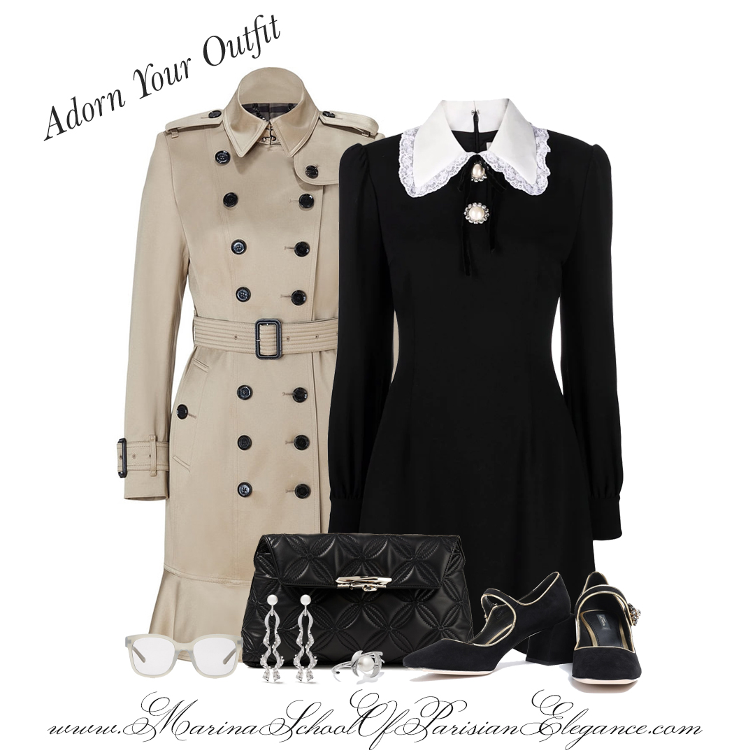 Parisian Style Trench with a collared black dress