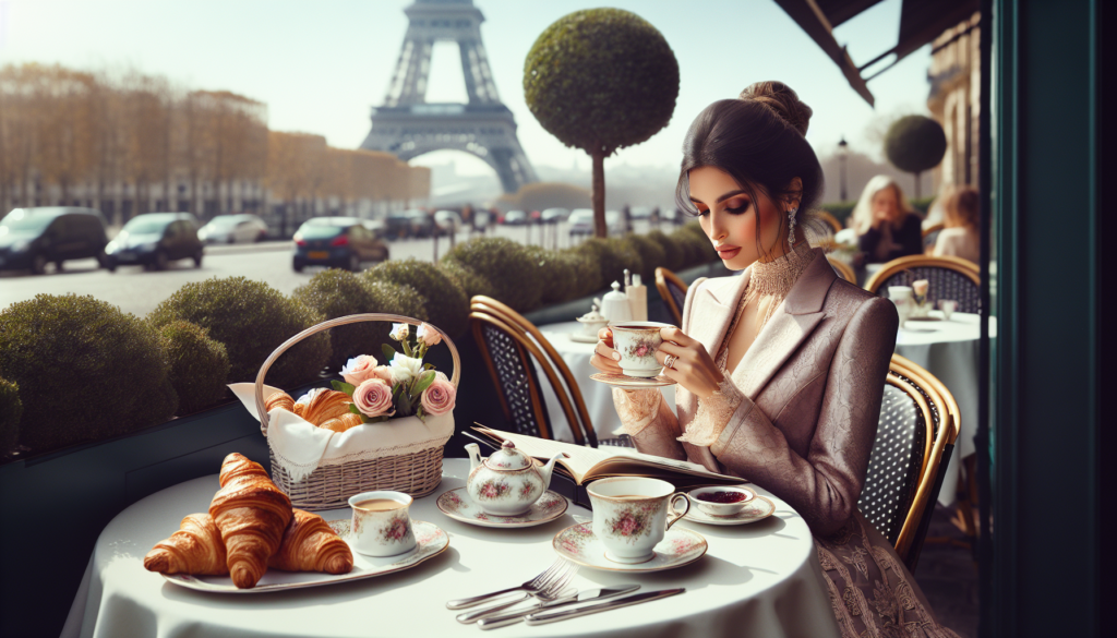 The Art of Luxury Living: Woman having a breakfast in Paris